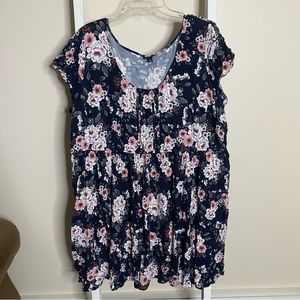 Torrid Navy Blue Floral Mini Challis Skater Dress. Size 4.